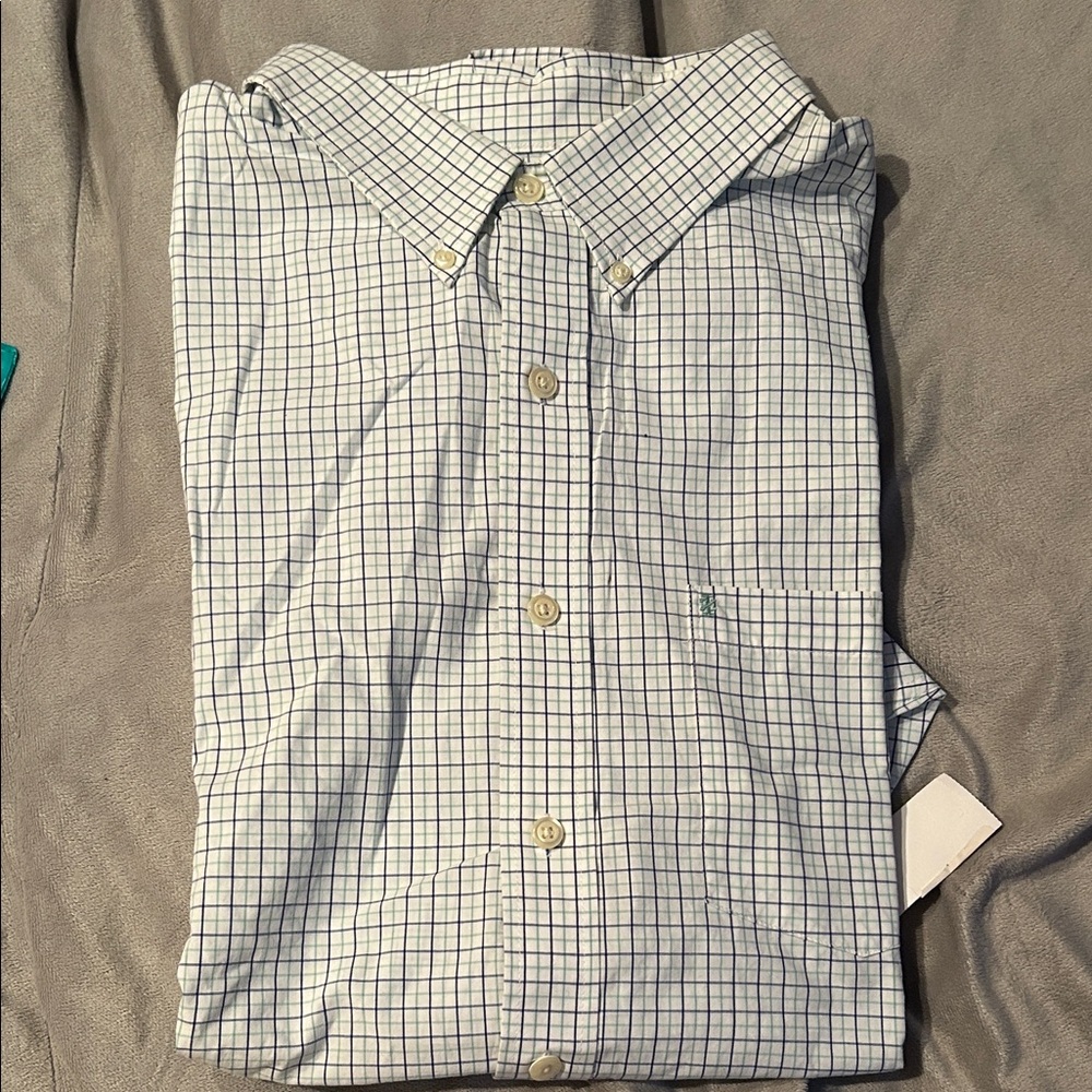 Izod Men's Blue Checkered Shirt long sleeve